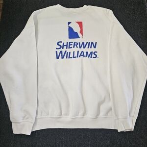 Sherwin Williams White Promotional Logo Cotton Crewneck Sweatshirt Men's Size XL